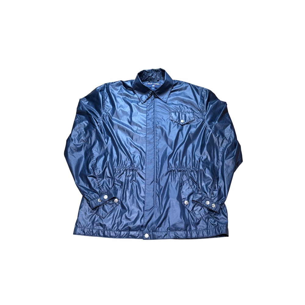 Ralph Lauren Polo Sport Womens Metallic Blue Windbreaker Jacket Size 8 Vintage